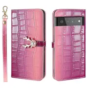 For Google Pixel 6 Pro Phone Case With Strap - Purplish red