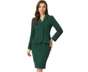 Allegra K 2 Piece Formal Peplum Blazer Pencil Skirts Set