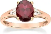 [Gin & Grace] Women's 10K Rose Gold Purplish Pink Natural Garnet Diamond Ring (GJ16357R-RL-10K-RG-P)