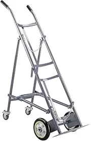 PA-DABAOO Oxygen Tank Cart Dolly with Handles, Portable Rolling Oxygen Tank Cart, Foldable Oxygen Bottle Dolly, with Wheels, for Storage 40/50L Oxygen Cylinder,Gray