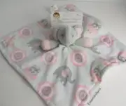 NWT Blankets & Beyond Grey Pink And White Elephant Owl Circles Baby Security Toy