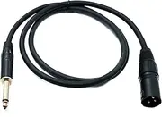 System-S Audio XLR Cable 100 cm 3-Pin Male to Jack AUX 6.35 mm 2-Pin TS Male Adapter