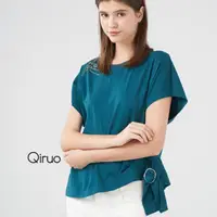 在飛比找momo購物網優惠-【Qiruo 奇若名品】春夏專櫃藍色上衣 8245A蝴蝶結氣