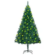 Artificial Christmas Tree Prelit Thick Green Branches 180cm Holiday Decor