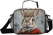Rabbit Cute Portrait Insulated Lunch Box for Women Men - Ideal for Work, Picnics - Includes Adjustable Shoulder Strap