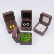 Ring Storage Box Wooden Jewelry Display Proposal Engagement Wedding Ceremony