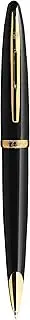 [Waterman] Carène Black Sea Ballpoint Pen, High-Gloss Black & 23k Gold Clip, Medium Point with Blue Ink Cartridge, Gift Box