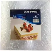 Leona Co Cake Boards, Silver Cake Boards 20/25cm Square, 2 Pack Food-Graded Cardboard Cake Base, Waterproof and Oil-Proof Cake Boards for Cake DIY, Dessert and Crafts Display (25cm)