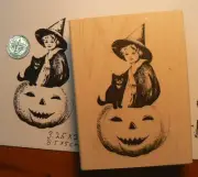 P6 Halloween Pumpkin Girl 2x3.25" rubber stamp WM