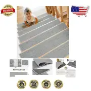 Machine Washable Non-Slip Stair Treads for Wood Steps - 8"x30" Size, 15 Pieces