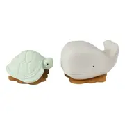 Squeeze'N'Splash Whale (Frosty White) & Turtle (Sage) Gift Set - Natural Rubber Bath Toy - Hevea