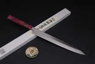 現貨 堺實光【穩定木(紫) inox 不銹鋼 柳刃 30cm】JIKKO 日本刃物 廚房刀具 生魚片刀 八煌刃物