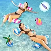 2Pcs Inflatable Pool Float Hammock, 4-in-1 Water Hammock Lounges with Air Pump Multi Purpose Swimming Pool Float Premium Pool Accessories for Water Fun