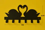 Wall Hanger Holder 6-Hook Chain Steel Mounted Rack Towel Bag Coat Clothes Decor Storage Swan Black