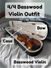 New 4/4 Beginner Acoustic Basswood Violin Outfit