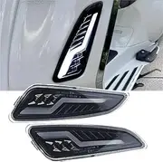 Motorcycle LED Front Rear Turn Signal Indicator Daytime Running Light Compatible With PIAGGIO Vespa Elettrica Sprint Primavera 50 125 150(Rear 2pcs smoke)