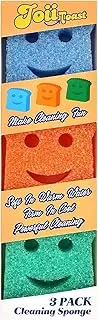 [JoiiToast] 3-Pack Single-Layer Kitchen Dish Scrub Sponges–Colorful Toast-Shaped with Smiley Faces,Fun Cleaning with Daddy Mommy,Non-Scratch,Cleaning Supplies,Home Essentials,Esponjas para Lavar platos