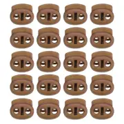0.7x0.8" Cord Locks, 100 Pack Double Hole Spring End Toggle Stopper, Dark Khaki