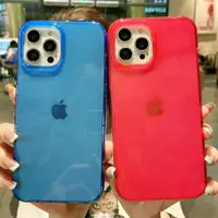 在飛比找ETMall東森購物網優惠-純色熒光色XS藍色粉色玫紅蘋果7plus/8手機殼適用iPh