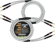 1.5 Meter - Canare 4S11 - Braid (White + Steel) – Audiophile Grade - HiFi Star-Quad Speaker Cable Pair with Eminence Gold Banana Connectors.