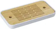 Kcgani Bamboo Drip Tray for Beverage Dispenser, Premium Drip Pan Hard White Plastic for Drinks Beer Tea Coffee Juice Countertop, No Drain, 11.4" x 5.9"