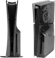 Geekria Transparent Cover Plates Compatible with PS5/ Slim Disc Edition, Replacement Shell Gaming Accessories with Fan Vents, Hard Dustproof ABS Shell Side Panels (Transparent Black)