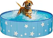 Foldable Dog Pool Collapsible Non-Slip Dog Pool, Portable Durable Pet Bath Tub for Cats & Dogs, Outdoor Use(Blue,48 * 12in)
