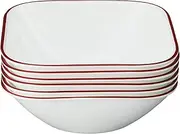 [CORELLE] Vitrelle 6-Piece (22-Oz) Cereal Soup Bowls, Triple Layer Glass and Chip Resistant, Lightweight Square Dinnerware Bowl Set, Splendor