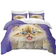 Funny Fool Face Kitten Cat with Tongue Out Quilt Cover