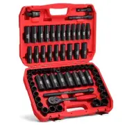 1/2" Master Drive Impact Socket Set,65-Piece 6 Point Socket Set Standard SAE ...