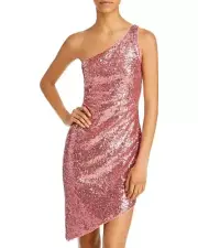 Aqua ROSETTE Women's Asymmetrical Sequined Dress, US X-Large