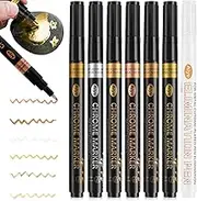 6Pcs Liquid Mirror Chrome Marker Set with Marker Remover - 0.7mm 6 Colors Metal DIY Pens for Art Projects on Plastic, Glass, Metal - Waterproof & Scratch Resistant