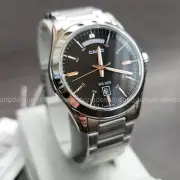 Casio Analog Silver Metal Band Black Men Watch Original New MTP-1370D-1A2DF
