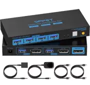 8K Displayport KVM Switch DP for 2 Computers Share 1 Monitor USB 3.0 Switches PC