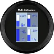 ELING 85mm 4 in 1 Multifunction Gauge TFT Screen with Fuel Level Water Temperature Meter Oil Pressure Gauge Voltmeter for Car RV SUV