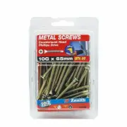 Zenith 10G x 65mm Gold Passivated Countersunk Head Metal Screws - 50 Pack