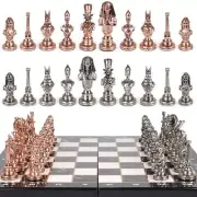 Large Egyptian Metal Chess Set for Adults with Travel Foldable Marbling 15