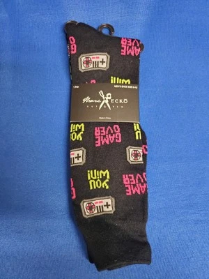 Marc Ecko Game Over Novelty Black Striped Men's Socks Size 6-12