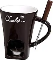Chocolate Fondue Set | Porcelain Chocolate Fondue Mug Set | Chocolate Fondue Melting Pot Burner Porcelain Melting Pot Household Butter Fondue Cheese Warmer with Fork & Wax Candle