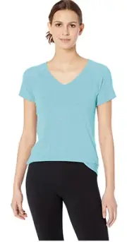 AMAZON ESSENTIALS Studio S/S Lightweight V-Neck T-Shirt/Tee Womens S Blue Topaz