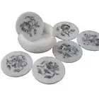 Marble Tea Coaster Set Mother of Pearl Inlay Work Cup Mat for Dining Table 4.5"