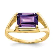 14K Yellow Gold 9x7mm Emerald Cut Amethyst ring