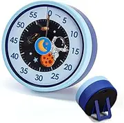 Kitchen Timer Magnetic Visual Timer,No Batteries Required Mechanical Countdown 60 Minutes Time Management Chef Cooking Timer with Loud Alarm,Bigger Size with Holder (Blue Astronaut)