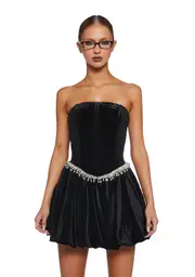 Tinsel Event Velvet Dress - Black