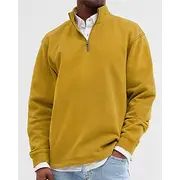 Men's Sweatshirt Quarter Zip Sweatshirt Black White Yellow Light Green Wine Half Zip Plain Sports Outdoor Daily Holiday Polyester Streetwear Basic Casual Spri
