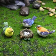 Fairy Garden Miniature Mini Birds with Nest Landscape Miniature Resin Bird Figurines