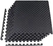 Rubber Puzzle Mat Gym Fitness Floor Exercise Interlocking Tiles 1 inch 24 sqf