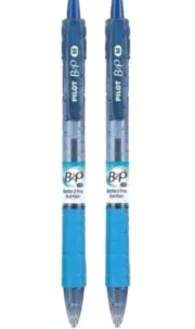 Pilot B2P Bottle Pen Lot/2 Gel Blue 1.0mm Rubber Grip Office School Recycled