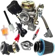 GY6 50CC 49CC Carburetor with Electric Choke for 4 Stroke Scooter Moped 139QMA 139QMB Taotao Engine PD18J Carb with Intake Manifold Air Filter kit