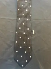 Brioni Men's Silk Tie with Pocket Square Black with White Squares Design NWT